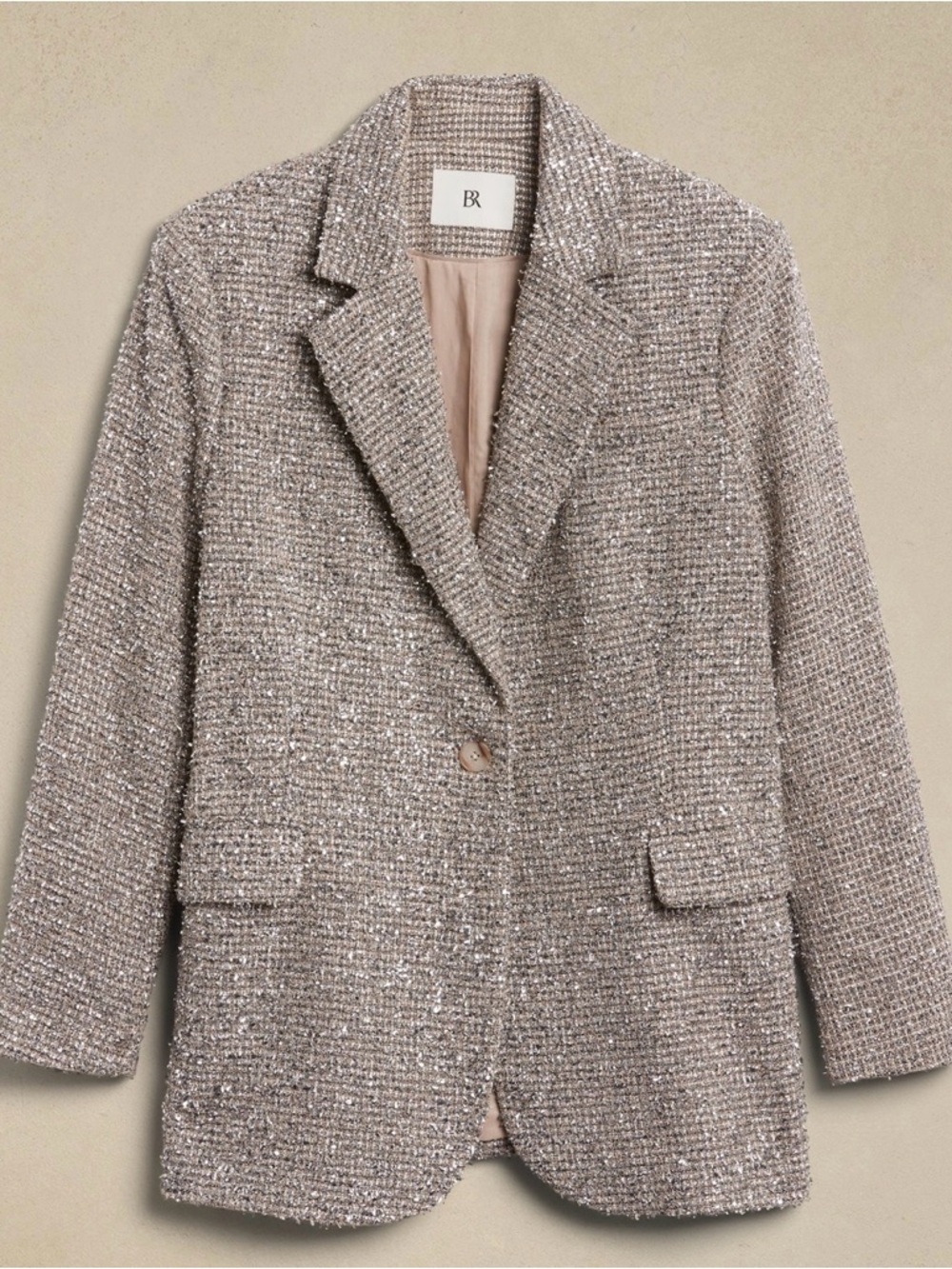 Banana Republic - Coleta Tinsel Tweed Blazer in Silver (size: 6)